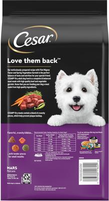 Show full view: Cesar Filet Mignon Flavor & Spring Vegetables Garnish Small Breed Dry Dog Food, 2.7-lb bag slide 3 of 12