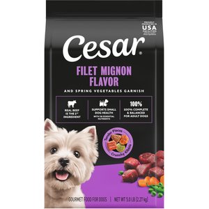 Cesar Filet Mignon Flavor & Spring Vegetables Garnish Small Breed Dry Dog Food, 5-lb bag