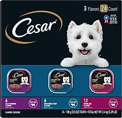 Cesar Filets in Gravy Beef Flavors Variety Pack Small Breed Adult Wet Dog Food, 3.5-oz tray, case of 24