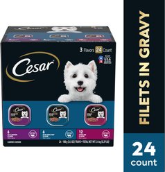 Cesar Filets in Gravy Beef Flavors Variety Pack Small Breed Adult Wet Dog Food, 3.5-oz tray, case of 24 slide 2 of 9