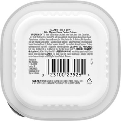 Show full view: Cesar Filets in Gravy Filet Mignon Flavor Small Breed Adult Wet Dog Food, 3.5-oz, case of 24 slide 3 of 12