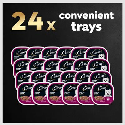 Show full view: Cesar Filets in Gravy Prime Rib Adult Small Breed Wet Dog Food Trays, 3.5-oz, case of 24 slide 9 of 12