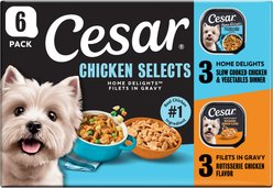 Cesar Home Delights & Filets Variety Pack Adult Flax Free Chicken Wet Dog Food, 3.5-oz tray, 6 count