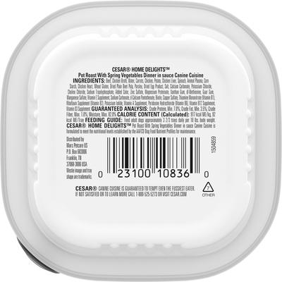 Show full view: Cesar Home Delights Pot Roast with Spring Vegetables Dinner in Sauce Small Breed Adult Wet Dog Food, 3.5-oz tray, case of 24 slide 3 of 12