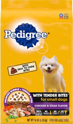 Show full view: Cesar Home Delights Slow Cooked Chicken & Vegetables & Beef Stew Variety Pack Food Trays + Pedigree Tender Bites Complete Nutrition Chicken & Steak Flavor Dry Dog Food slide 6 of 9