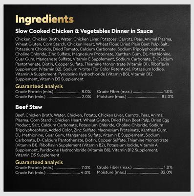 Show full view: Cesar Home Delights Slow Cooked Chicken & Vegetables & Beef Stew Variety Pack Small Breed Adult Wet Dog Food Trays, 3.5-oz, case of 12 slide 7 of 12