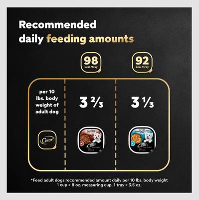 Show full view: Cesar Home Delights Slow Cooked Chicken & Vegetables & Beef Stew Variety Pack Small Breed Adult Wet Dog Food Trays, 3.5-oz, case of 12 slide 8 of 12