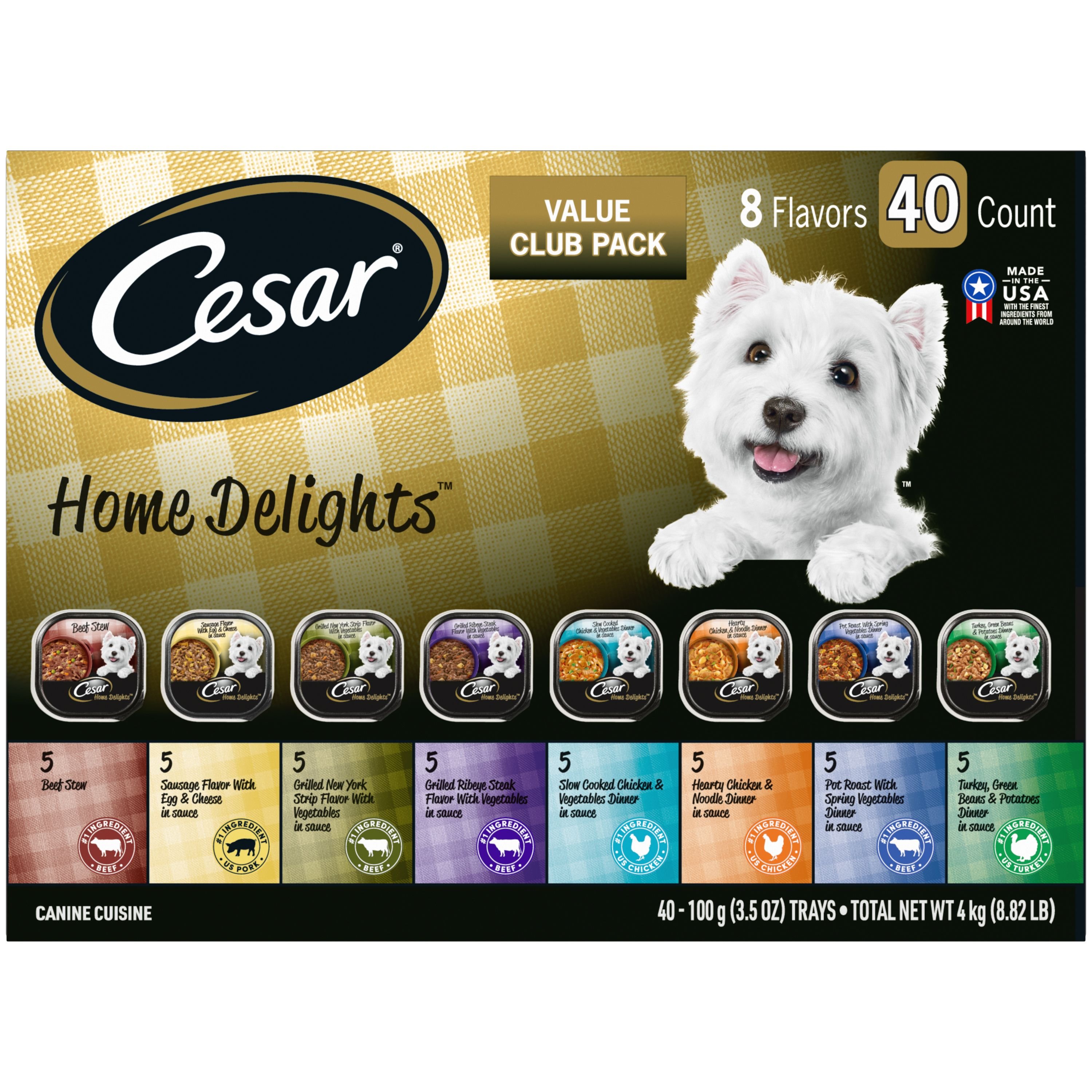 Product Reviews for CESAR Home Delights Variety Pack Adult Chicken, Beef &  Turkey in Gravy Wet Dog Food, 3.5-oz tray, case of 40