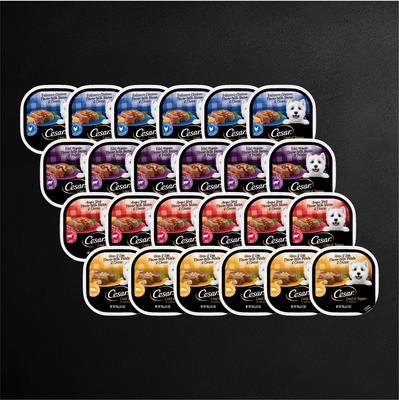 Show full view: Cesar Loaf in Sauce Variety Pack Grain-Free Small Breed Adult Wet Dog Food Trays, 3.5-oz tray, bundle of 48  slide 10 of 11