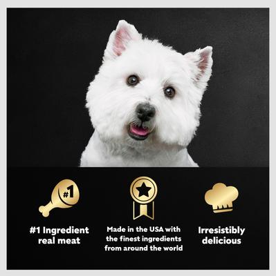 Show full view: Cesar Loaf & Topper in Sauce Angus Beef Flavor with Bacon & Cheese Grain-Free Small Breed Adult Wet Dog Food Trays, 3.5-oz, case of 24 slide 10 of 12