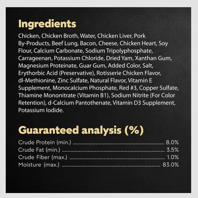 Show full view: Cesar Loaf & Topper in Sauce Rotisserie Chicken Flavor with Bacon & Cheese Dog Food Trays, 3.5-oz, case of 24 slide 7 of 12