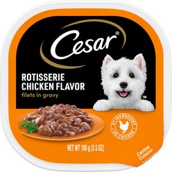 Cesar Rotisserie Chicken Flavor Filets in Gravy Small Breed Adult Wet Dog Food Trays, 3.5-oz, case of 24