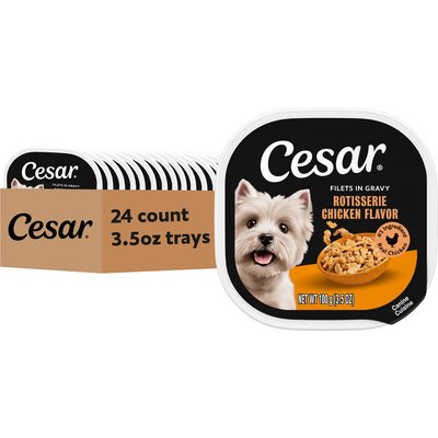 Cesar Cesar Rotisserie Chicken Flavor Filets in Gravy Small Breed Adult Wet Dog Food Trays, 3.5-oz, case of 24