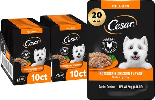 CESAR Rotisserie Chicken Flavor Filets in Gravy Wet Dog Food, 1.76
