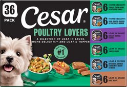 Cesar Rotisserie Chicken Flavor & Spring Vegetables Garnish Dry Food + Poultry Lover's Variety Pack Wet Dog Food slide 2 of 9