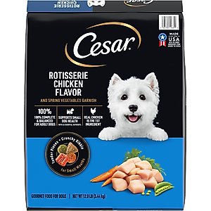 Cesar Rotisserie Chicken Flavor & Spring Vegetables Garnish Small Breed Dry Dog Food, 12-lb bag