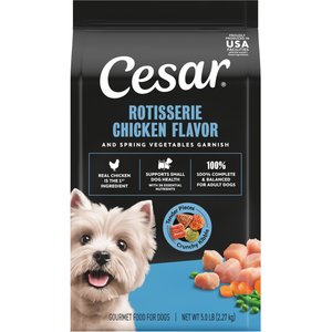 Cesar Rotisserie Chicken Flavor & Spring Vegetables Garnish Small Breed Dry Dog Food, 5-lb bag