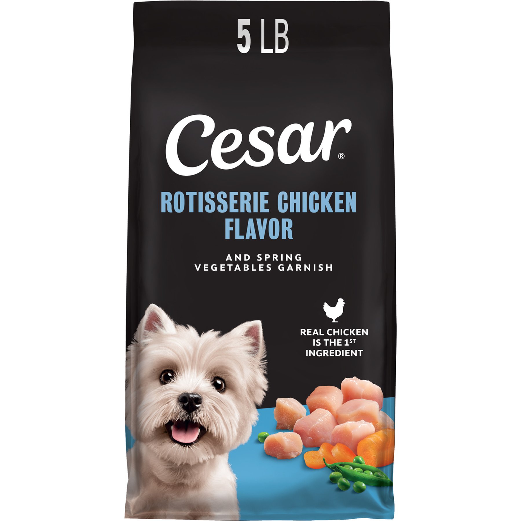 Cesar Rotisserie Chicken Flavor & Spring Vegetables Garnish Small Breed Dry Dog Food, 5-lb bag