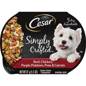 Cesar Simply Crafted Beef, Chicken, Purple Potatoes, Peas & Carrots Adult Wet Dog Food Topper, 1.3-oz, case of 10