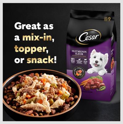 Show full view: Cesar Simply Crafted Chicken, Carrots, Barley & Spinach Limited-Ingredient Adult Wet Dog Food Topper, 1.3-oz, case of 10 slide 10 of 11