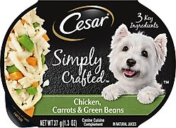 Cesar Simply Crafted Chicken, Carrots & Green Beans Limited-Ingredient Wet Dog Food Topper, 1.3-oz, case of 10