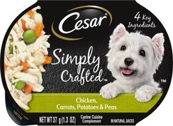 Cesar Simply Crafted Chicken, Carrots, Potatoes & Peas Limited-Ingredient Adult Wet Dog Food Topper, 1.3-oz, case of 10