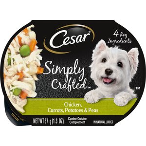 Cesar Simply Crafted Chicken, Carrots, Potatoes & Peas Limited-Ingredient Adult Wet Dog Food Topper, 1.3-oz, case of 10