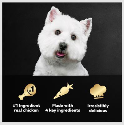 Show full view: Cesar Simply Crafted Chicken, Carrots, Potatoes & Peas Limited-Ingredient Adult Wet Dog Food Topper, 1.3-oz, case of 10 slide 9 of 11