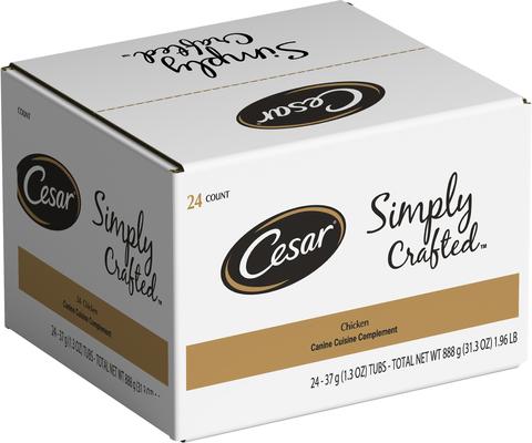 Show full view: Cesar Simply Crafted Chicken Cuisine Complement Adult Wet Dog Food Topper, 1.3-oz tubs, case of 24 slide 4 of 9