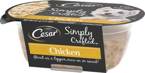Show full view: Cesar Simply Crafted Chicken Limited-Ingredient Wet Dog Food Topper, 1.3-oz, case of 10 slide 4 of 11
