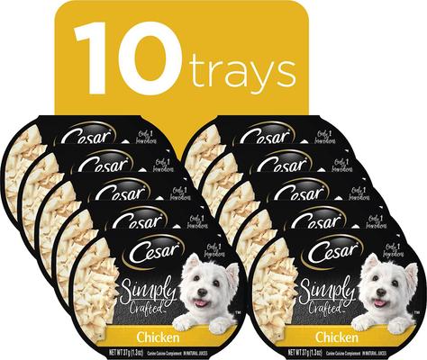 Show full view: Cesar Simply Crafted Chicken Limited-Ingredient Wet Dog Food Topper, 1.3-oz tray, bundle of 20  slide 3 of 11