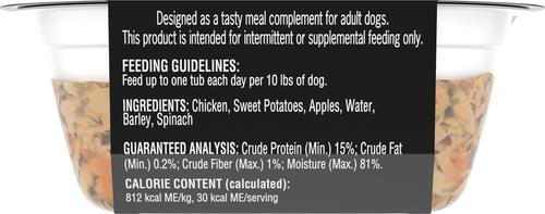 Show full view: Cesar Simply Crafted Chicken, Sweet Potato, Apple, Barley & Spinach Limited-Ingredient Adult Wet Dog Food Topper, 1.3-oz, case of 10 slide 3 of 11