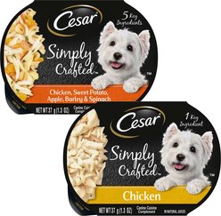 Cesar Simply Crafted Chicken, Sweet Potato, Apple, Barley & Spinach Limited-Ingredient + Chicken Limited-Ingredient Wet Dog Food Topper