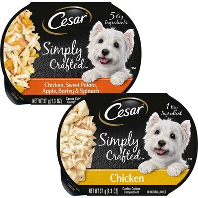 Cesar Cesar Simply Crafted Chicken, Sweet Potato, Apple, Barley & Spinach Limited-Ingredient + Chicken Limited-Ingredient Wet Dog Food Topper