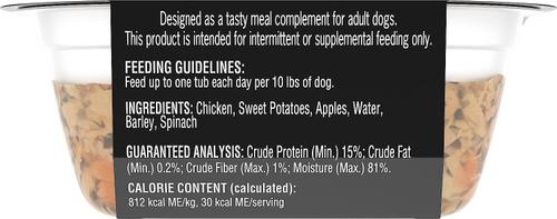 Show full view: Cesar Simply Crafted Chicken, Sweet Potato, Apple, Barley & Spinach Limited-Ingredient Wet Dog Food Topper, 1.3-oz tray, bundle of 20  slide 4 of 11