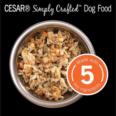 Show full view: Cesar Simply Crafted Chicken, Sweet Potato, Apple, Barley & Spinach Limited-Ingredient Wet Dog Food Topper, 1.3-oz tray, bundle of 20  slide 5 of 11