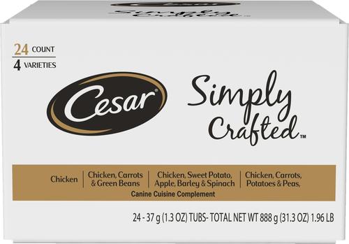 Show full view: Cesar Simply Crafted Cuisine Complement Wet Food Variety Pack + Rotisserie Chicken Flavor & Spring Vegetables Garnish Dry Dog Food slide 3 of 9
