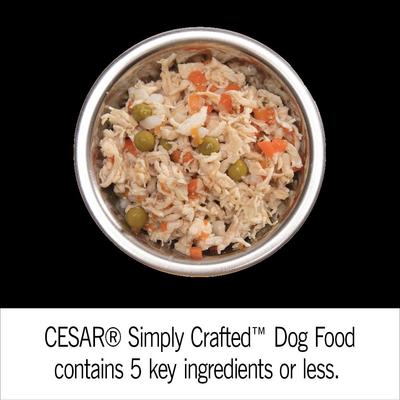 Show full view: Cesar Simply Crafted Cuisine Complement Wet Food Variety Pack + Rotisserie Chicken Flavor & Spring Vegetables Garnish Dry Dog Food slide 4 of 9