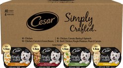 Cesar Simply Crafted Multipack Adult Chicken & Beef Recipes Shredded Wet Dog Food, 1.3-oz tray, 40 count