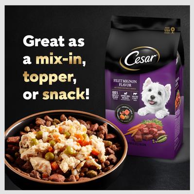 Show full view: Cesar Simply Crafted Variety Pack Chicken, Carrots, Potatoes & Peas & Beef, Chicken, Purple Potatoes, Green Beans & Red Rice Adult Wet Dog Food Topper, 1.3-oz, pack of 8 slide 10 of 11