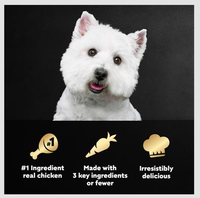 Show full view: Cesar Simply Crafted Variety Pack Chicken & Chicken, Carrots & Green Beans Limited-Ingredient Adult Wet Dog Food Topper, 1.3-oz, pack of 8 slide 9 of 11