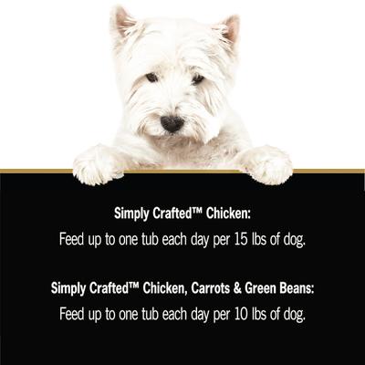 Show full view: Cesar Simply Crafted Variety Pack Chicken & Chicken, Carrots & Green Beans Limited-Ingredient Wet Dog Food Topper, 1.3-oz tray, bundle of 16  slide 8 of 11