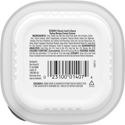 Show full view: Cesar Turkey Recipe Filets in Gravy Small Breed Adult Wet Dog Food Trays, 3.5-oz, case of 24 slide 3 of 12