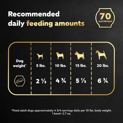 Show full view: Cesar Warm Bowls Chicken & Beef with Vegetables Entree Shredded Wet Dog Food Trays, 2.7-oz tray, pack of 10 slide 8 of 11