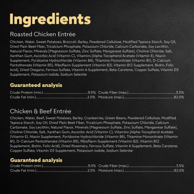 Show full view: Cesar Warm Bowls Variety Pack Chicken & Beef Entree & Roasted Chicken Entree Shredded Wet Dog Food Trays, 2.7-oz tray, pack of 6 slide 7 of 11