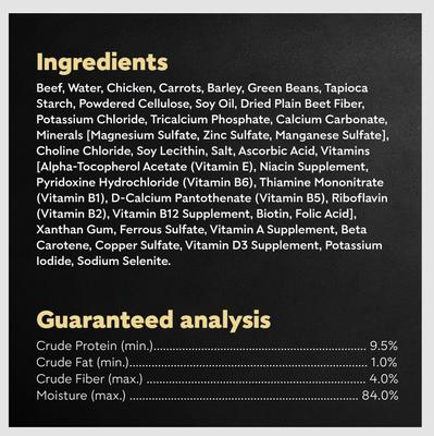 Show full view: Cesar Wholesome Bowls Beef, Chicken, Carrots, Barley & Green Beans Recipe Small Breed Adult Soft Wet Dog Food, 3-oz bowl, case of 10 slide 7 of 11