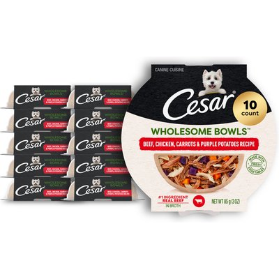 Cesar Cesar Wholesome Bowls Beef, Chicken, Potatoes & Carrots Recipe Small Breed Adult Wet Dog Food, 3-oz tray, case of 10