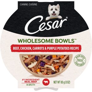 Cesar Wholesome Bowls Beef, Chicken, Potatoes & Carrots Recipe Small Breed Adult Wet Dog Food, 3-oz tray, case of 10