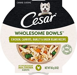 Cesar Wholesome Bowls Chicken, Carrots, Barley & Green Beans Recipe Small Breed Adult Wet Dog Food, 3-oz tray, case of 10