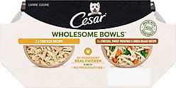 Cesar Wholesome Bowls Chicken Recipe & Chicken, Sweet Potato, Green Beans Recipe Variety Pack Small Breed Adult Wet Dog Food, 3-oz tray, case of 12 slide 2 of 9
